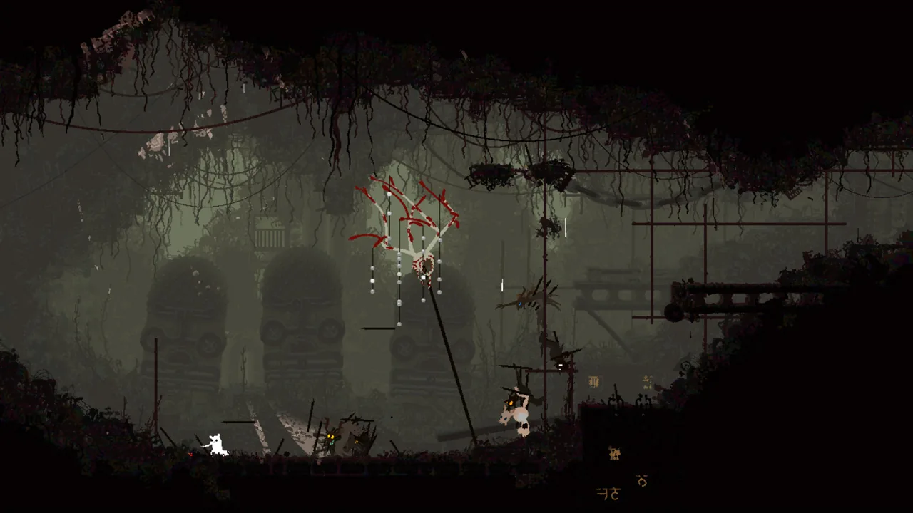 Official Rain World screenshot showing a dark industrial water route